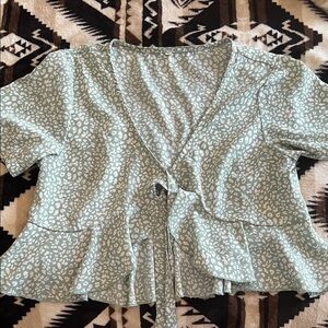 Elegant Sage Green Patterned Blouse